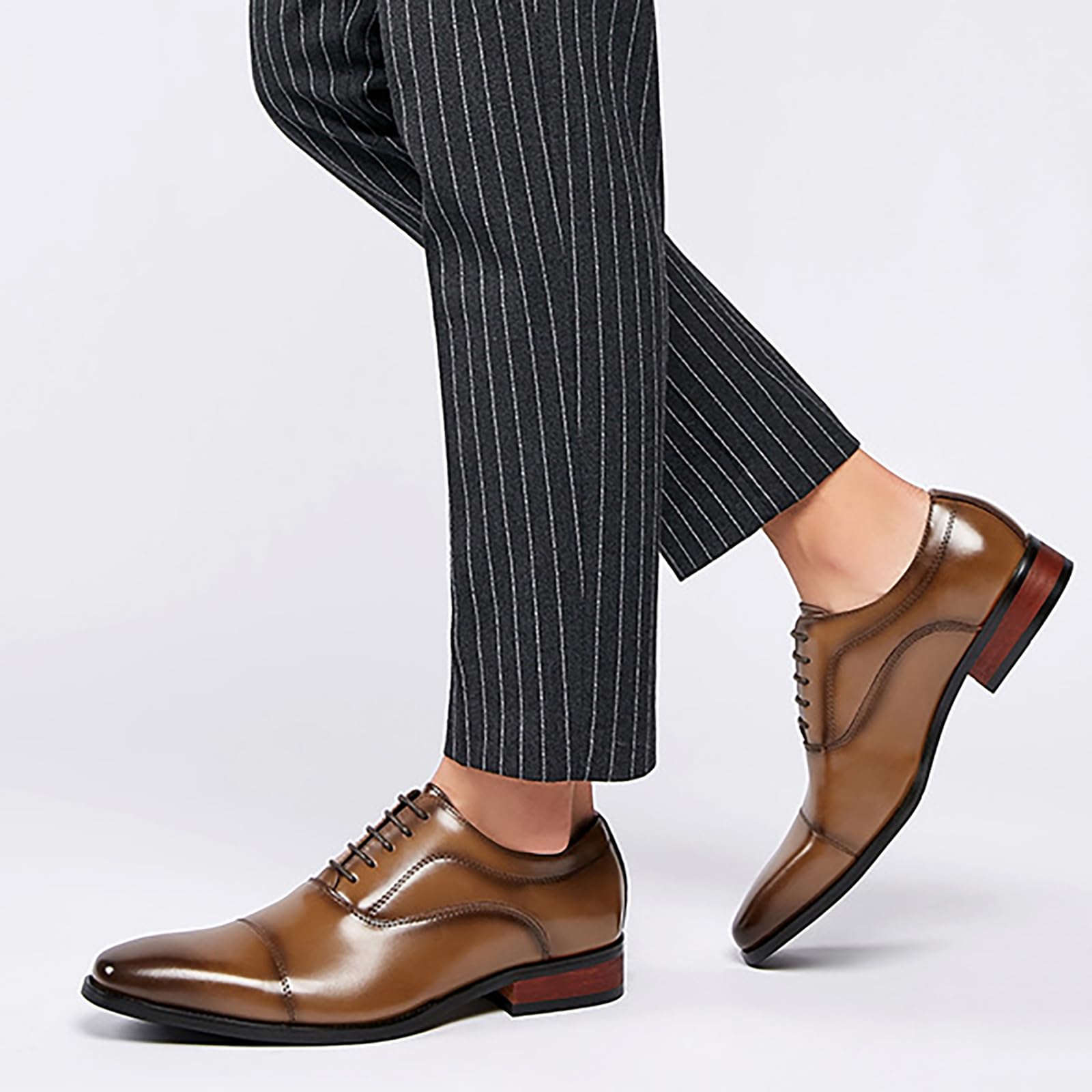 Hommes d'affaires Travail Bureau Oxfords Mariage marié Bal Derbys Chaussures habillées à Lacets Formelles,Jaune,43