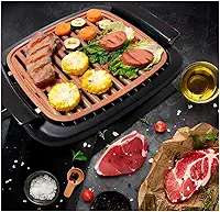Churrasqueira Elétrica por Indução Sem Fumaça Portátil – Grill Antiaderente Potente 1500W para Carnes, Peixes e Legumes, Aquecimento Rápido, Design Compacto, Fácil Limpeza e Uso em Cozinha ou Varanda