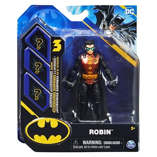 DC Batman 2022 Robin (traje rojo metálico) Figura de acción de 4 pulgadas por Spin Master
