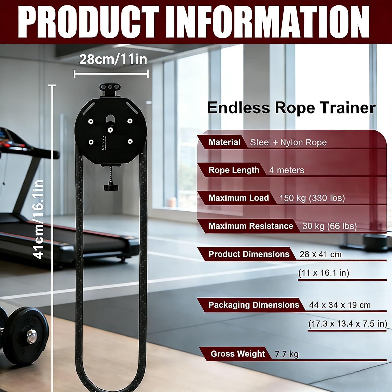 Endless Rope Trainer, przenośny system pasów kablowych, system z regulowanym oporem, wyposażenie domu na siłownię, do uchwytu, broni, pleców, ćwiczeń koordynacyjnych (czarny)