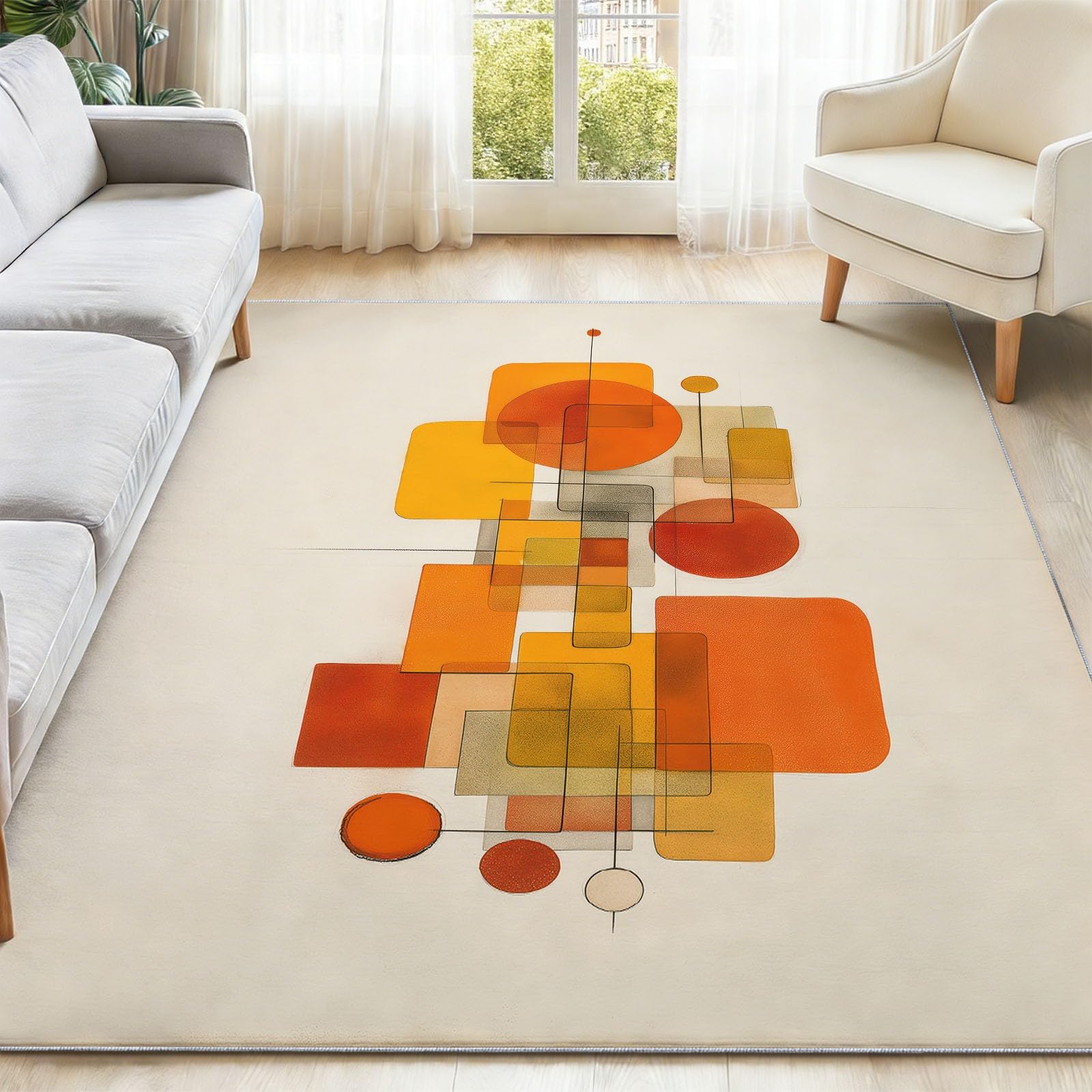 Minimalistisch Nordisch Teppich Orange Beige 120 x 170 cm