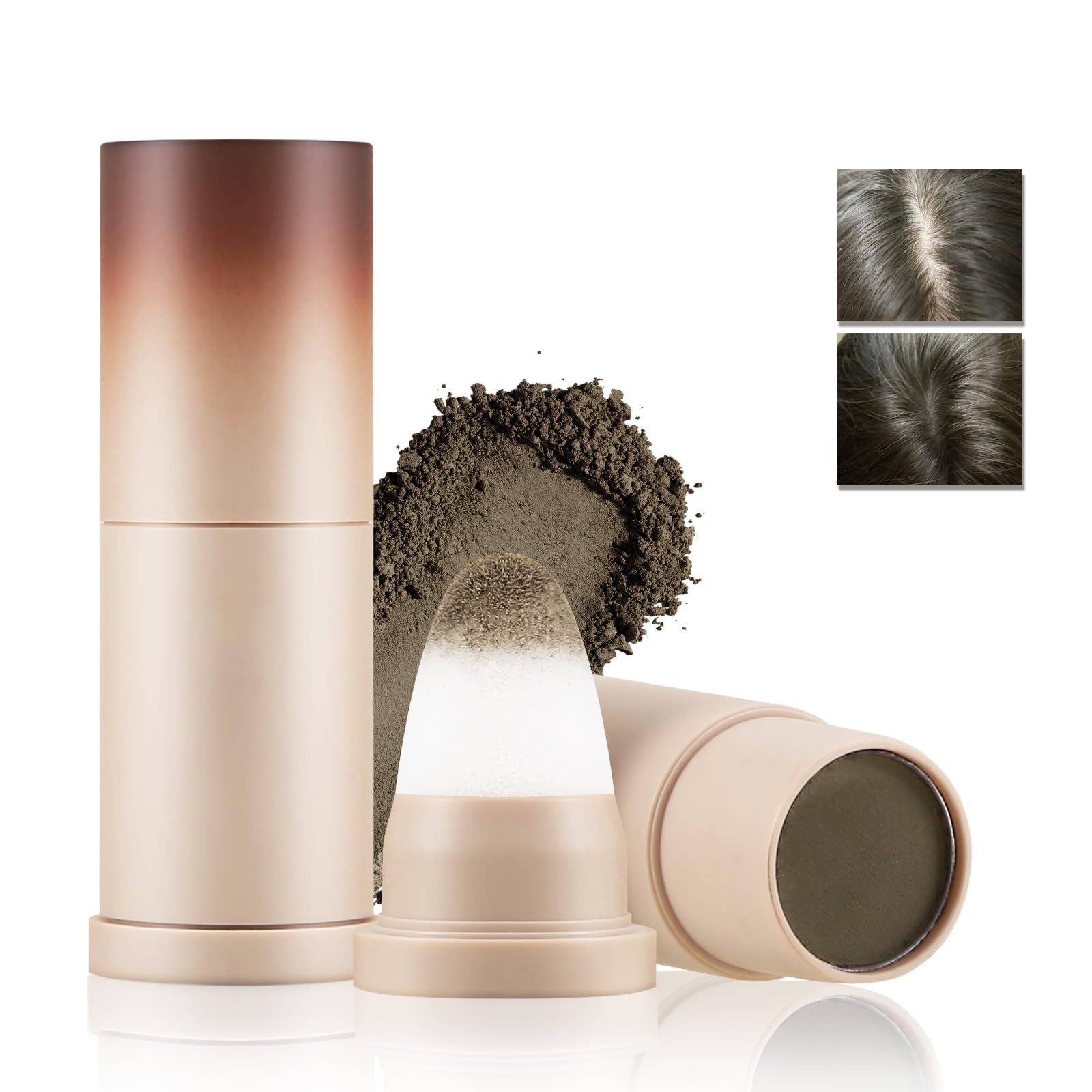 Apooliy Hairline Powder Stick,Hair Shadow and Root Touch Up Powder,Waterproof Hair Shading Sponge Pen Filler Powder for Cover Gray Hair,Hair Touch-Up,Thin Hair