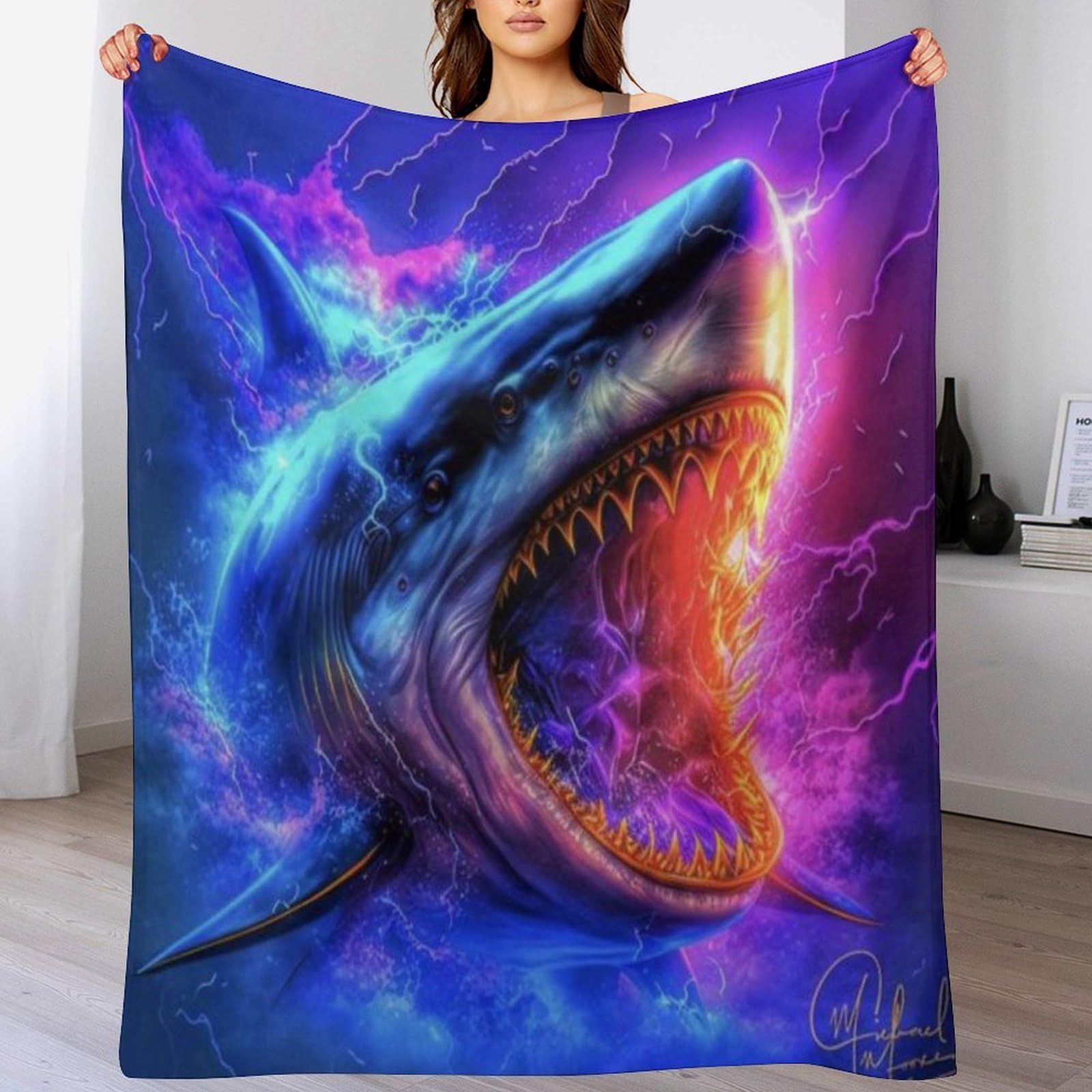 Couverture requin en plaid polaire canapé flanelle douce chaude lit voyage 130x150cm