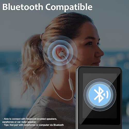 Miniatura 2 de SKYBESS Reproductor MP3 de 64 GB con Bluetooth, reproductores de música MP3 de alta fidelidad portátiles sin pérdidas con altavoz HD, reproductor