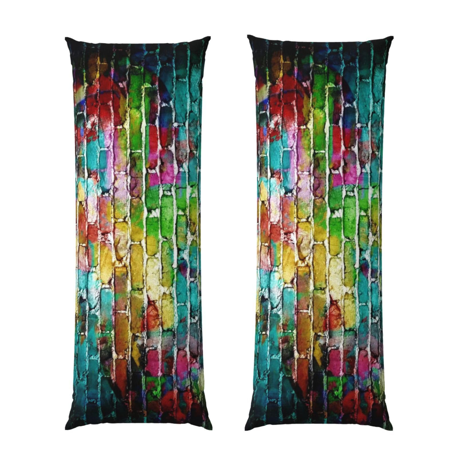Taie d'oreiller motif brique colorée graffiti grand format long 50,8x152,4
