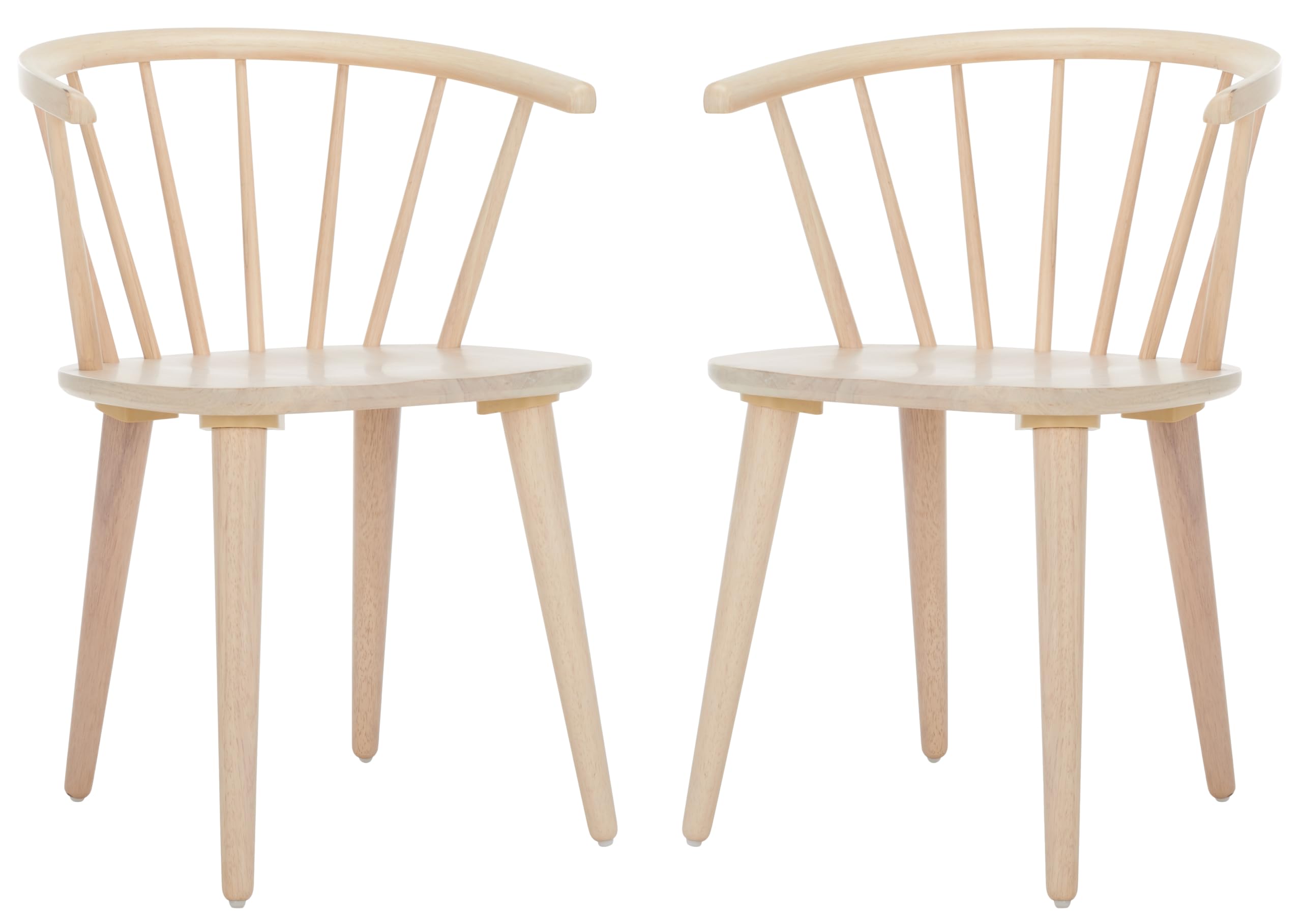 SAFAVIEH Home Collection Blanchard Farmhouse White Wash Solid Wood Windsor Spindle Side Chair Set of 2
