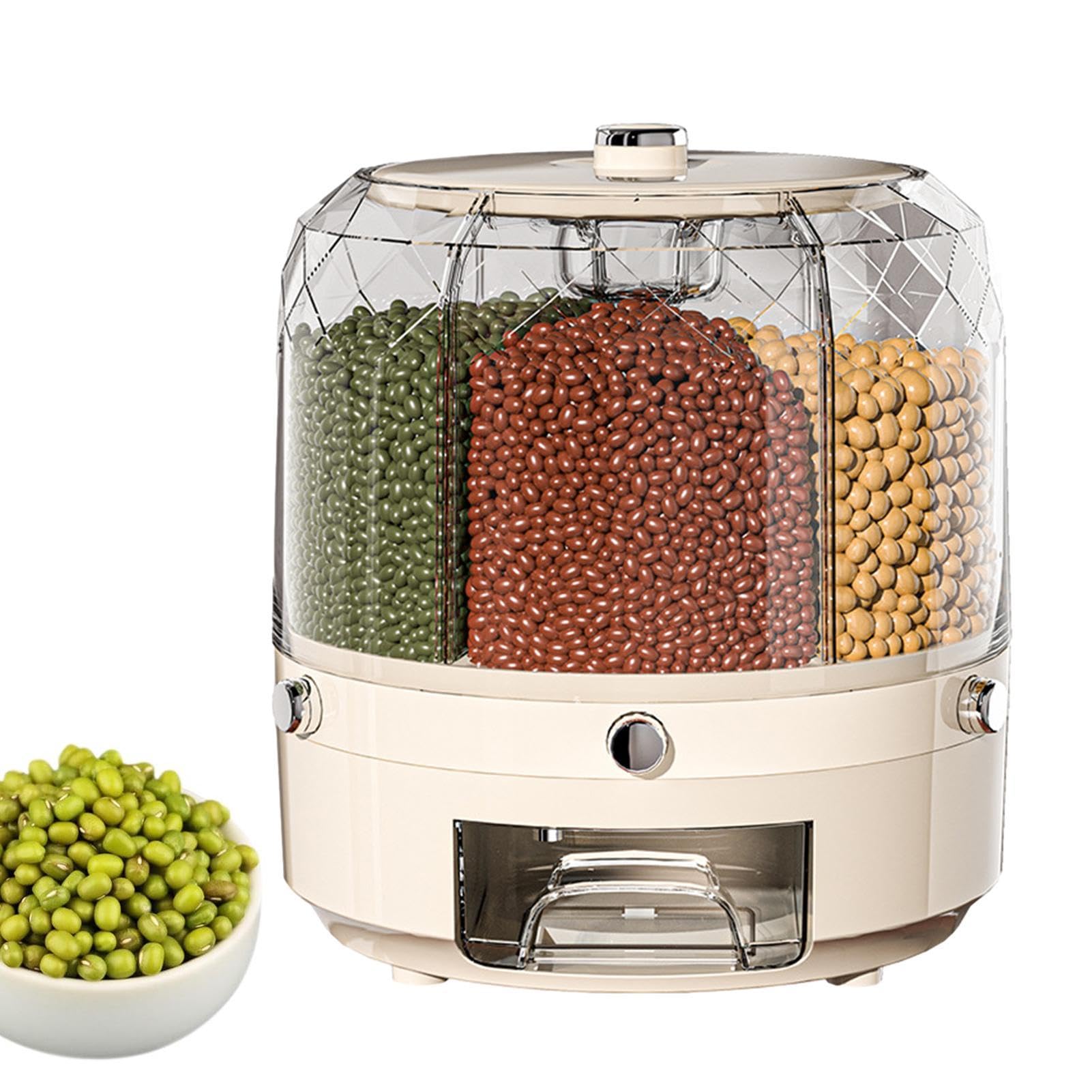 Dispenser trasparente per alimenti secchi - Organizzatore di cereali multi-sezione, conservazione degli alimenti rotante in 6 | Dosatore Cereali a 6 Scomparti, Dosatore Cereali Rotante per Porta