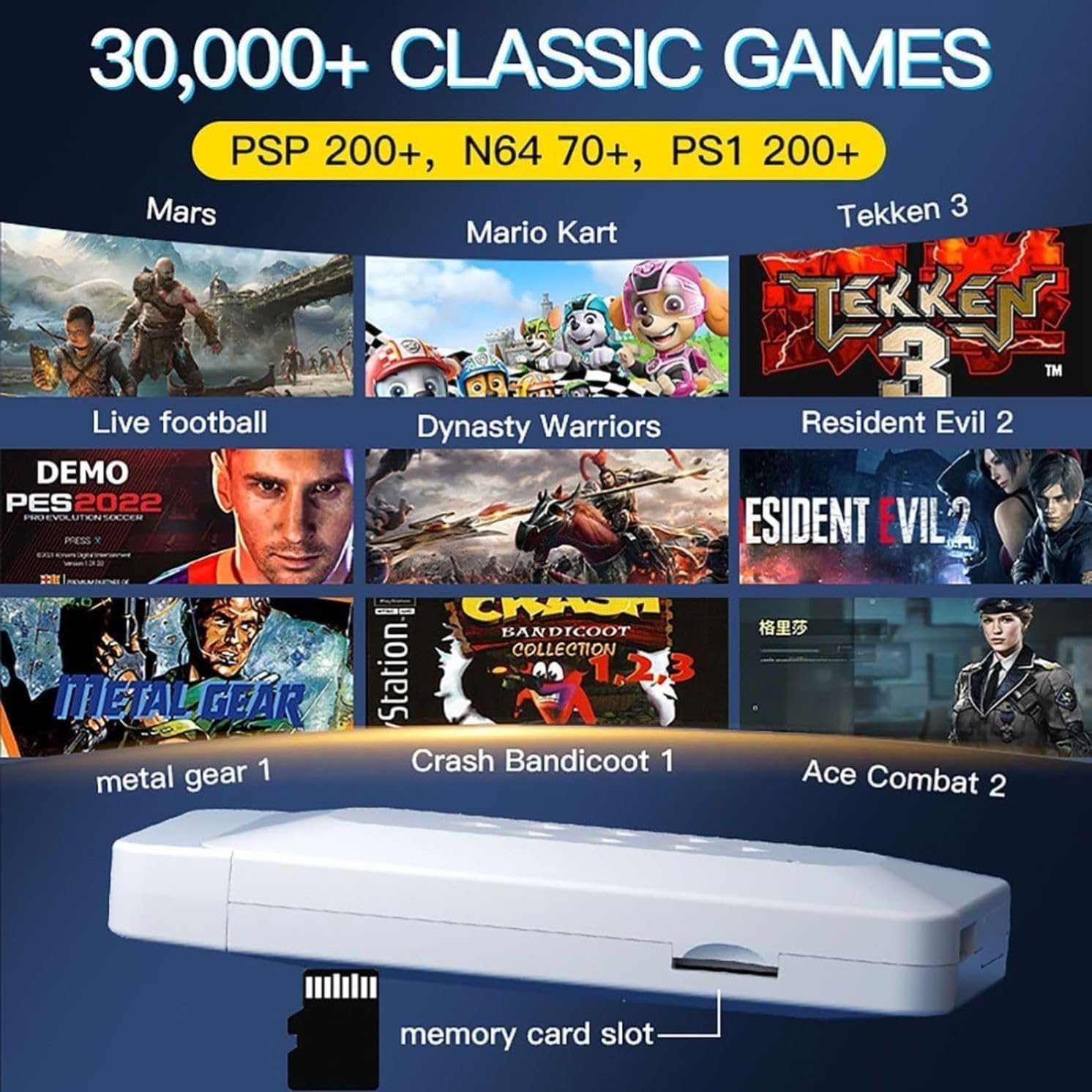 M22 Classic Retro Gaming Console 64GB with 30000+ Games, Plug & Play TV Video Game Console Dual Wireless Controllers 1080P HD Output 4