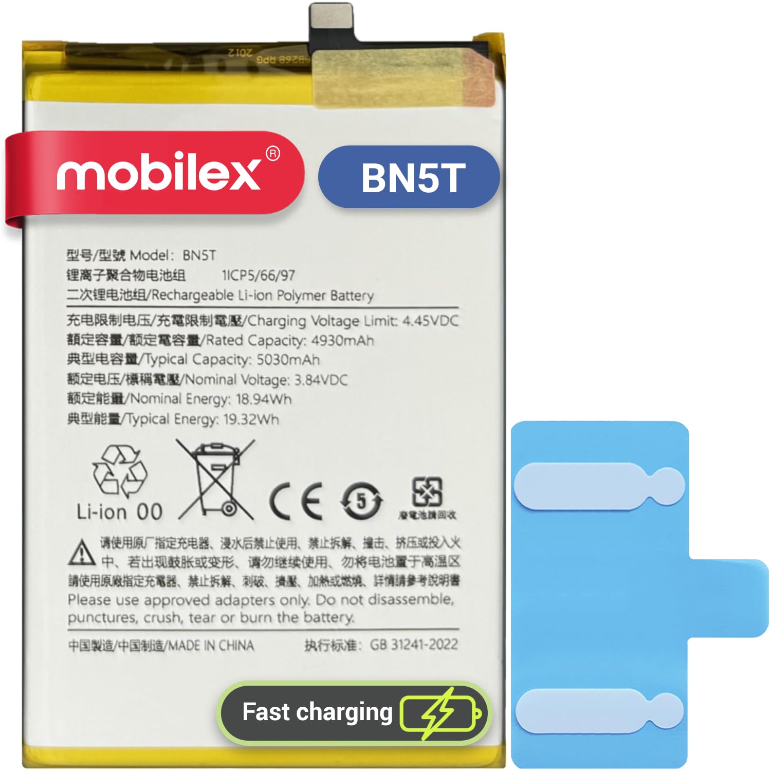 MOBILEX® Batería BN5T para Xiaomi Redmi 13 4G / Poco M6 4G | 5030mAh - OEM | Carga Rápida 33W Turbo | Interna Repuesto con Adhesivo | Capacidad Original