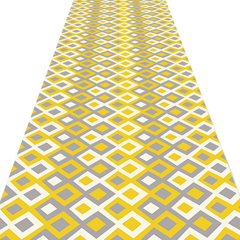 Alfombras de pasillo duraderas ZRUYI moqueta resistente con estampado geométrico amarillo 1x2m