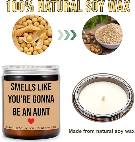 Miniatura 3 de DiandDesignGift Vela Smells Like You're Gonna Be an Aunt - Anuncio de embarazo y bebé - Aroma de lavanda - Cera de soja - Vela en tarro de 8 onzas