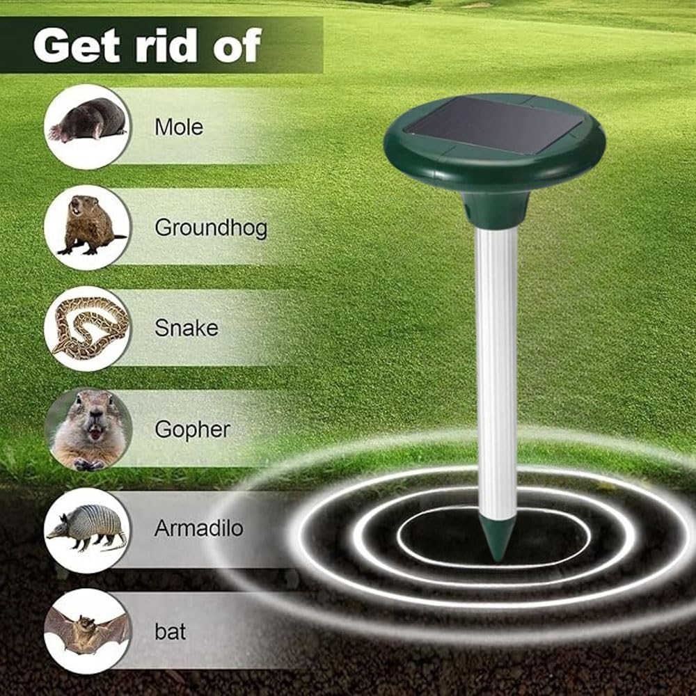 Repellente per Animali a Ultrasuoni a Energia Solare, Controllo Parassiti per Gatti, Cani, Uccelli, Ratti - Deterrente Impermeabile ad Attivazione Motoria per Giardino e Cortile(A)