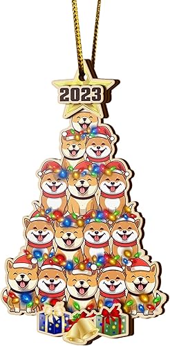 V VIBEPY Adornos Shiba personalizados impresos, adornos de Navidad Shiba, adornos de Shiba para árbol de Navidad, adornos de 3.5 pulgadas de 3