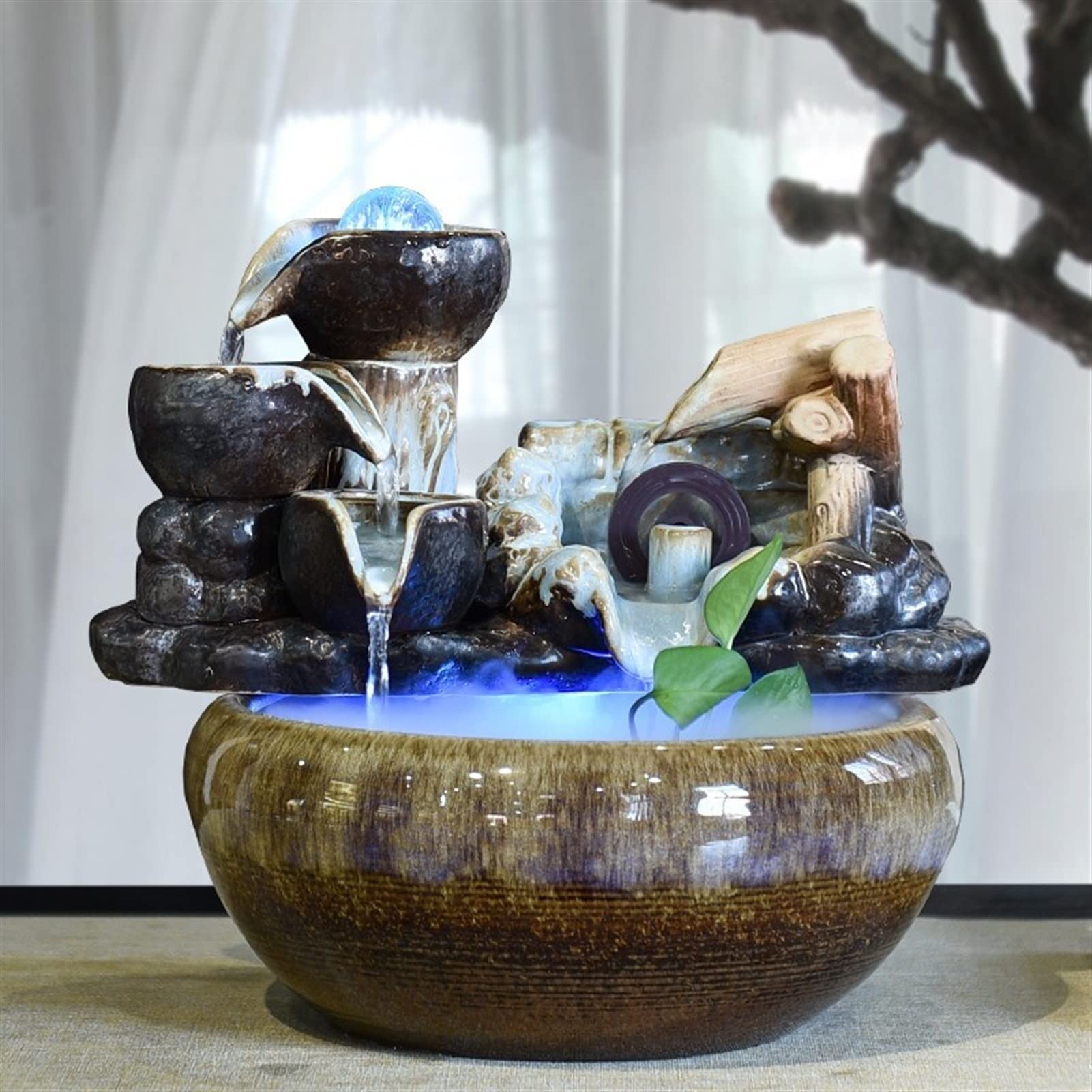 Créatif Intérieur Simulation Résine Rocaille Cascade Statue Feng Shui Fontaine D'eau Maison Jardin Déco - Maison