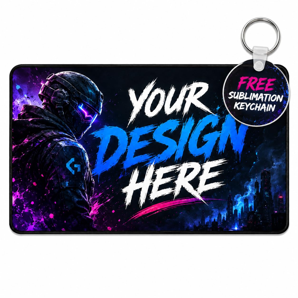 Custom Gaming Mouse Pad XXL with Free Custom Keychain | Personalized Desk Mat with Your Photo, Name, Logo or Design | Extended Large Mouse Pad 11x23 Inches | Non-Slip Rubber Base | Smooth Surface-image-8