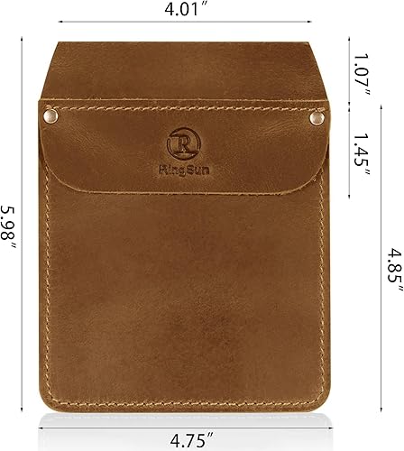 Vista 23 de RingSun Protector de bolsillo de cuero genuino para hombres, bolsa de herramientas duradera, protector de camisas de jeans para herramientas