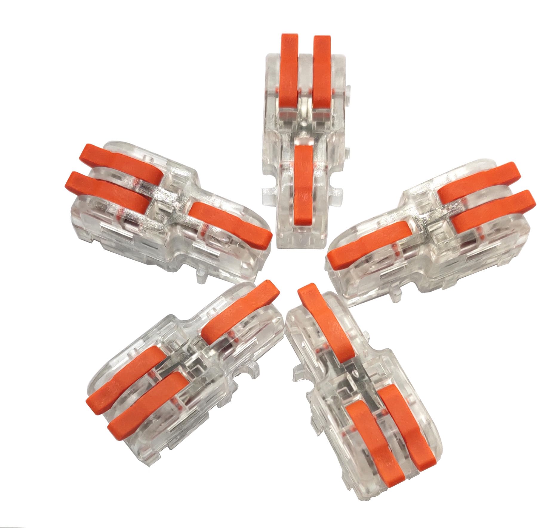 ZRUIDA Wire Connectors, 5Pack Compact Lever Wire Nuts Connectors Wire Terminals 1 in 2 out for Quick Connect 28-12 AWG (1 in 2 out)
