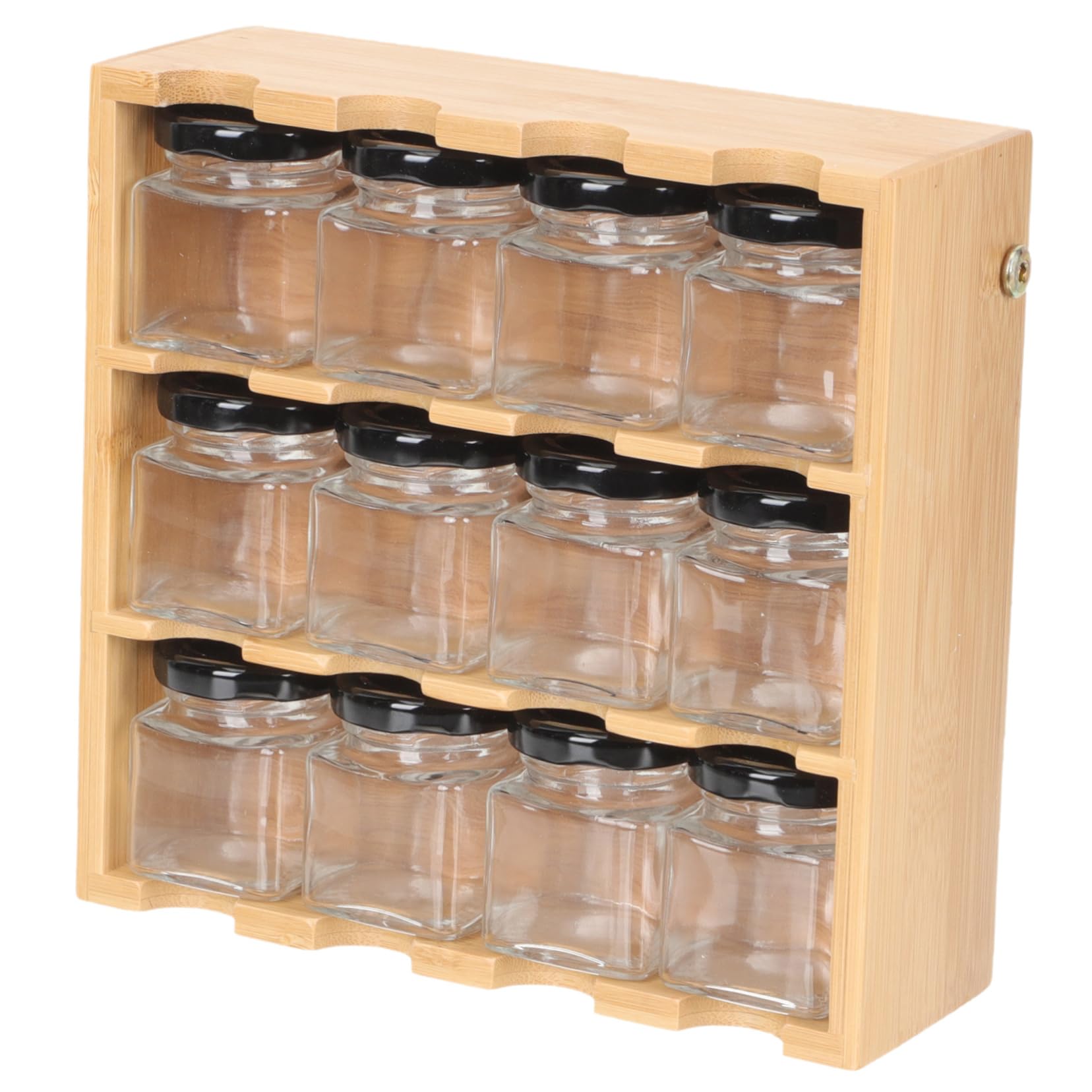 Cabilock Mensola Grande Capacità in Legno e Vetro Porta Spezie Struttura a Livelli per Organizzare Barattoli e Contenitori di Condimenti per Cucina