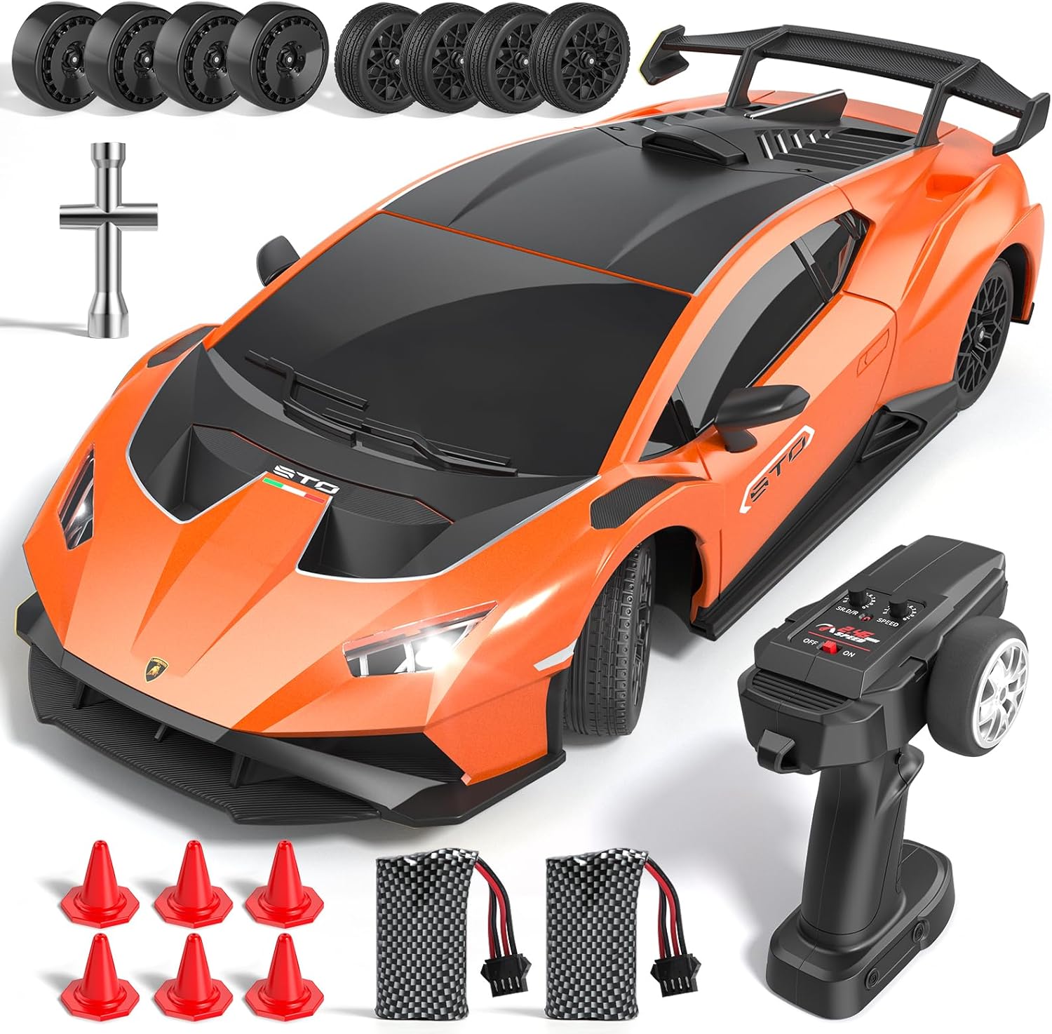Lamborghini Remote Control Car, 1:18 Scale Officially Licensed Lambo Toy Car, 35KM/H High Speed Fast RC Drift Car with LED Light 2.4GHz Model Cars for Boys Girls Kids Adults Birthday Ideas Gift
