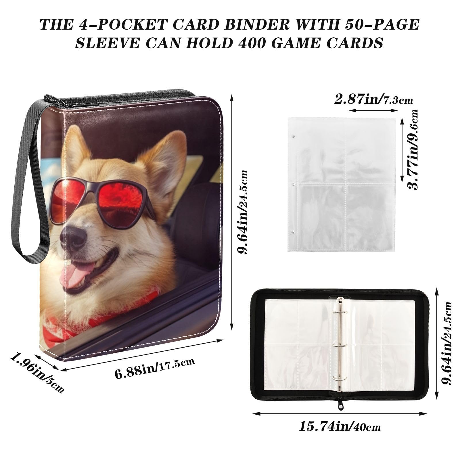 Amazon.com: Wassud Two Cool Corgi Dogs (3) 4 Pockets Card Binder for 400  Standard Trading Cards,Waterproof Card Holder Album for TCG, CCG, MTG,  Gifts For Boys and Girls : Toys & Games