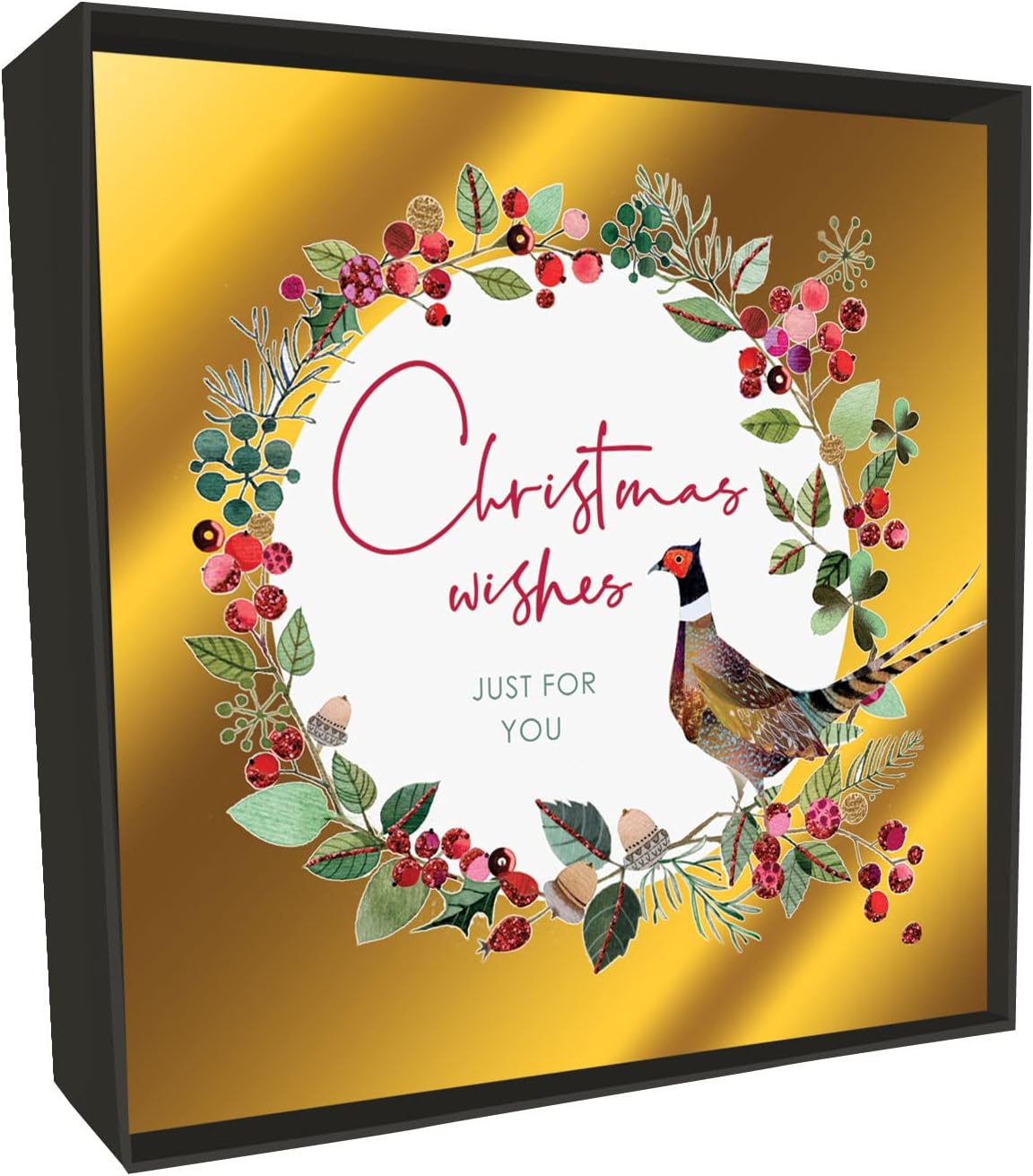 Box Of 6 Snow Globe With Deer Luxury Hand-Finished Christmas Cards - View #5