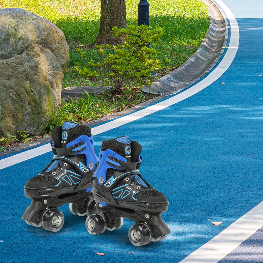 Supfine Patines infantiles – Patines en línea cómodos, con ruedas luminosas, talla ajustable, S/M 31-38 – Patines de ruedas para niñas y niños