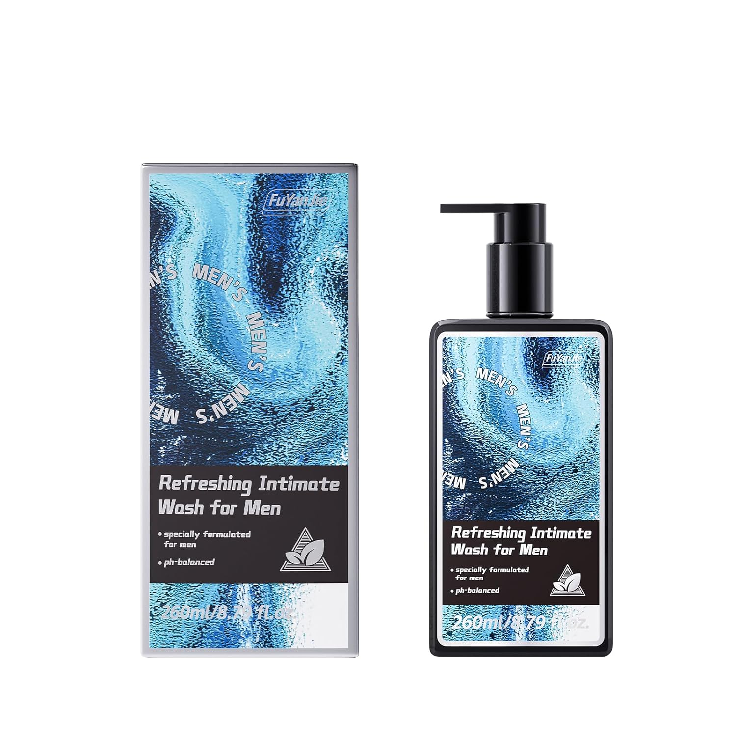 Men's Intimate Wash, Intimate Body Wash for Men, Refreshing & Hydrating Mens Intimate Wash, PH Balance for Sensitive Skin, Plant-Based Formula 260ml/8.79oz