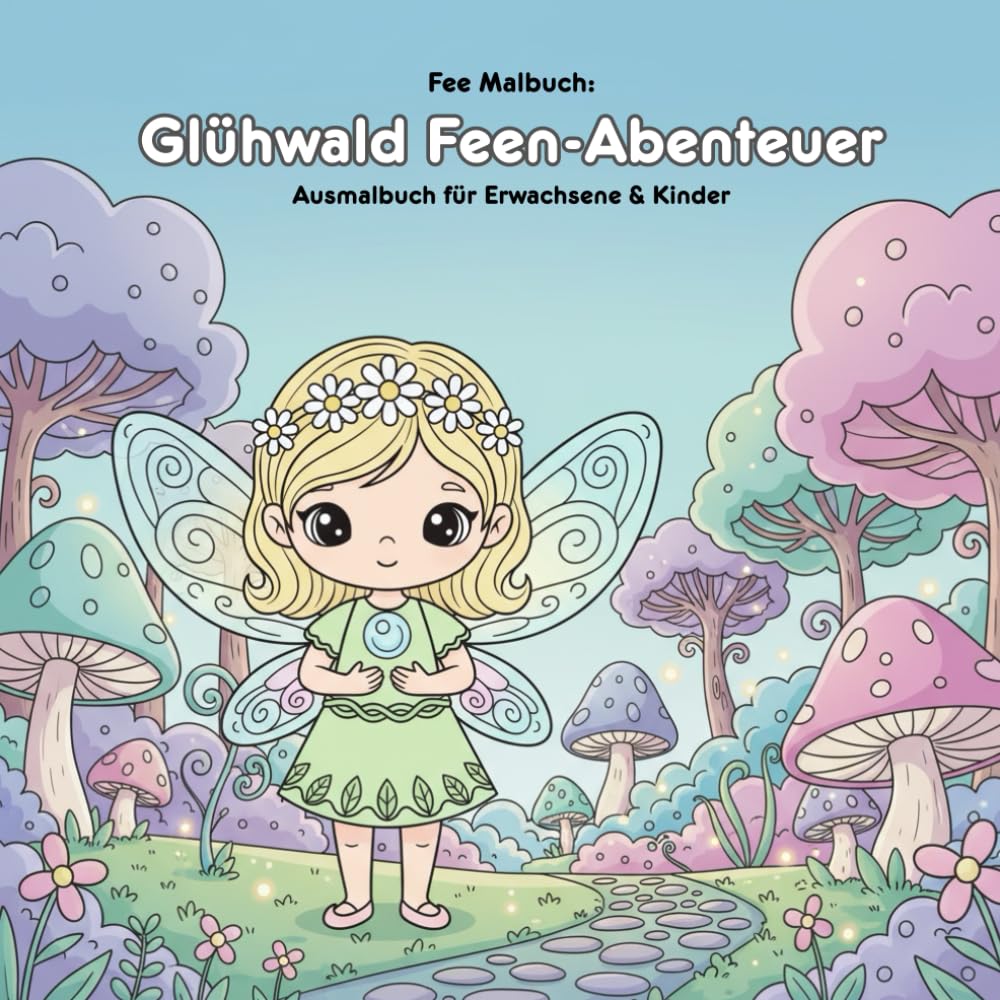 Glühwald Feen-Abenteuer: Mal- & Geschichtenbuch: Für Erwachsene & Kinder: 36 magische Ausmalbilder (21.59 x 21.59 cm) und eine bezaubernde Feen-Geschichte im Glühwald