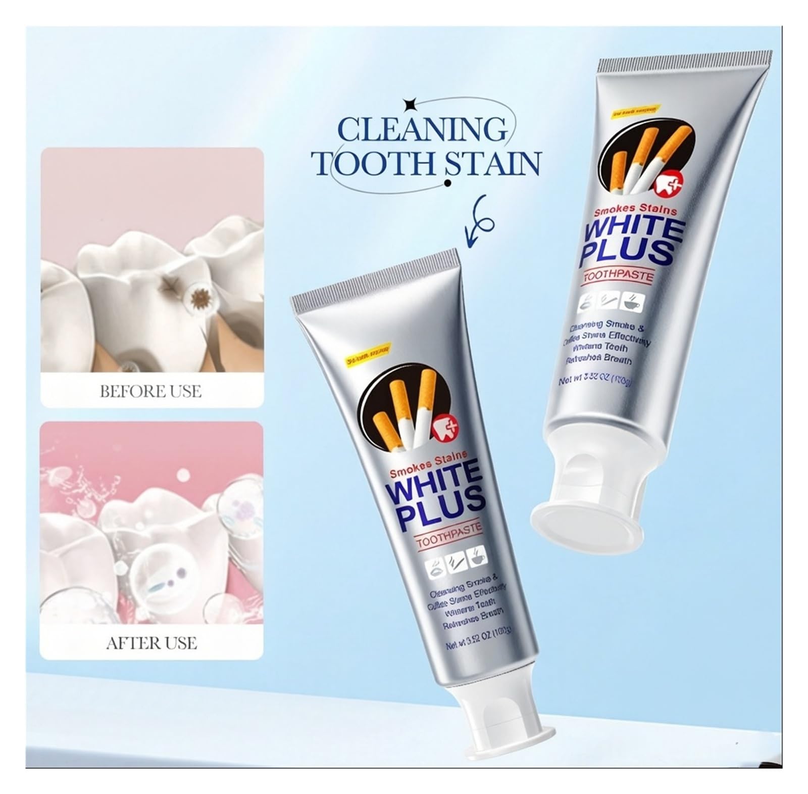 100 g de pasta de dientes quitamanchas | Limpia profundamente las manchas de café y té, imprescindible for un cuidado dental eficaz(3pcs)
