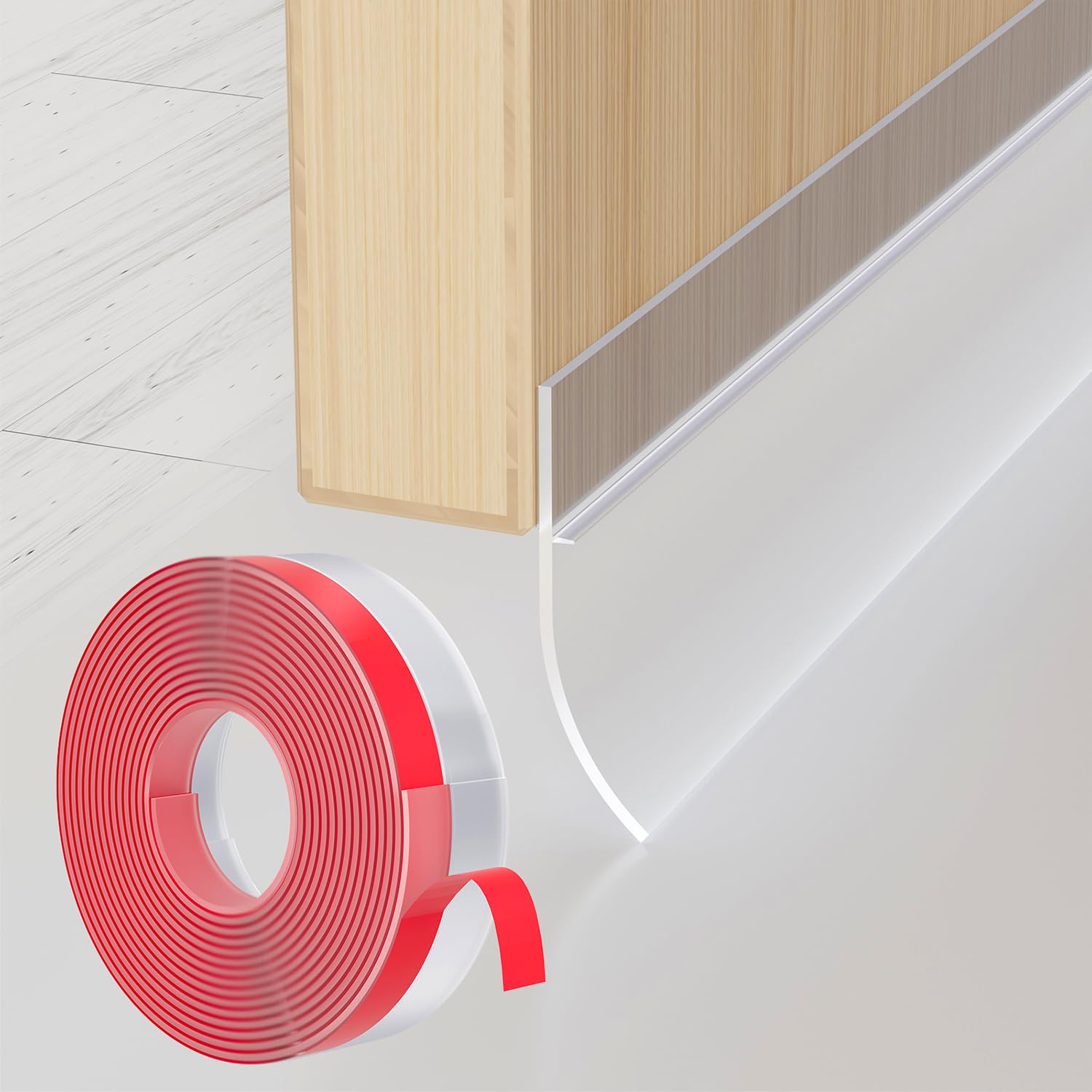 Maudzlan Clear-35Mm Draft Excluder Door Seal Strip 236 Inch/6M Seal And Save Tape Frame Draught Stopper Clear Silicone Self Adhesive Inserts Door Bottom Sweep Heat Cold Air Blocker Soundproof (Clear-35Mm)