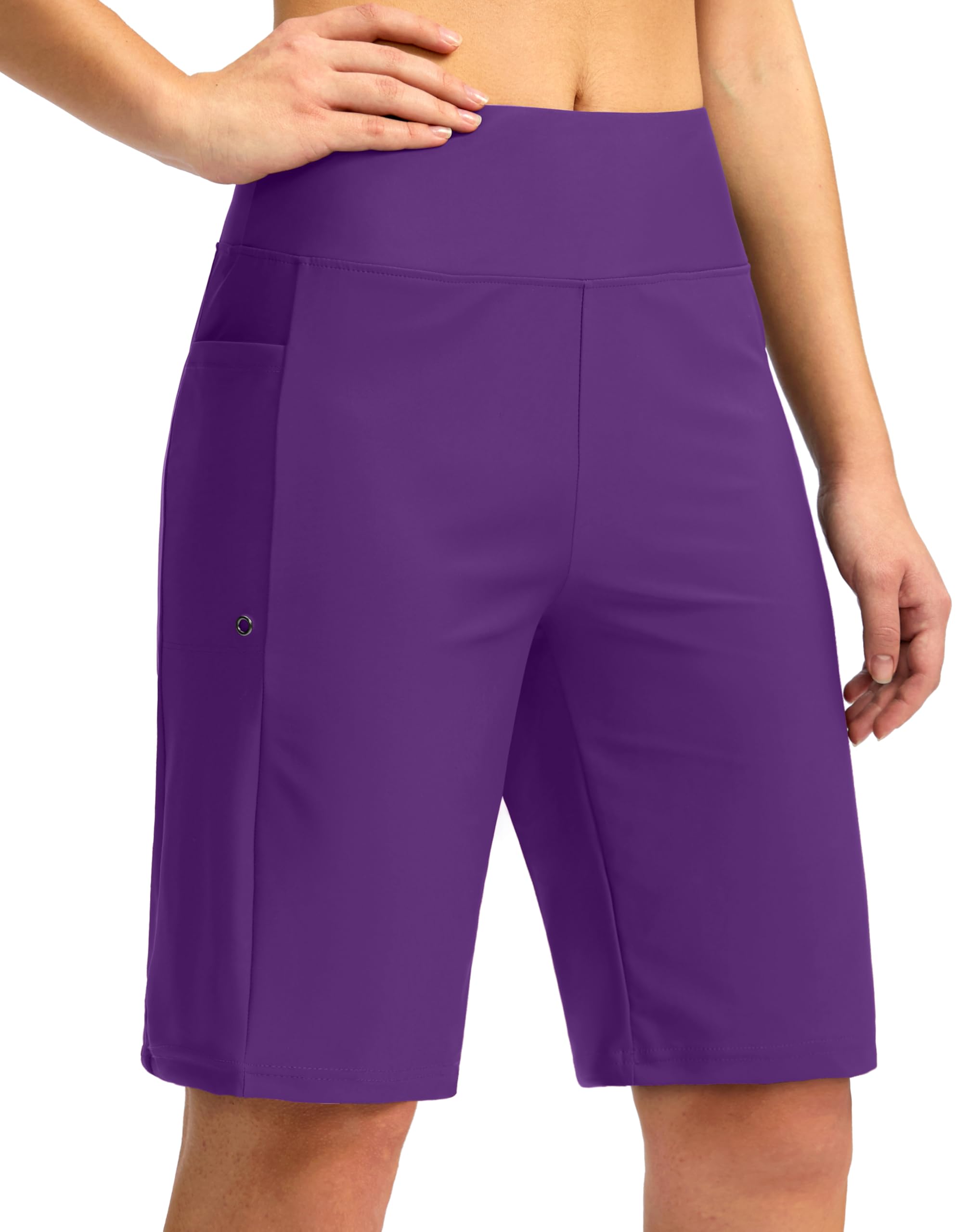 G GRADUAL Women's 11" Long Swim Board Shorts High Waisted Knee Length Beach Swimming Shorts for Women with Pockets Liner