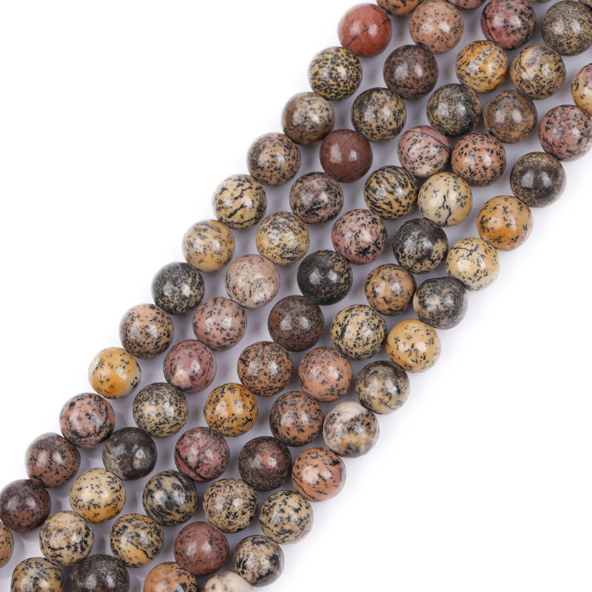 GEM-Inside Natural 6mm Brown Artistic Jasper Round Gemstone Semi Precious Loose Beads for Jewellery Making 15'' — image 1