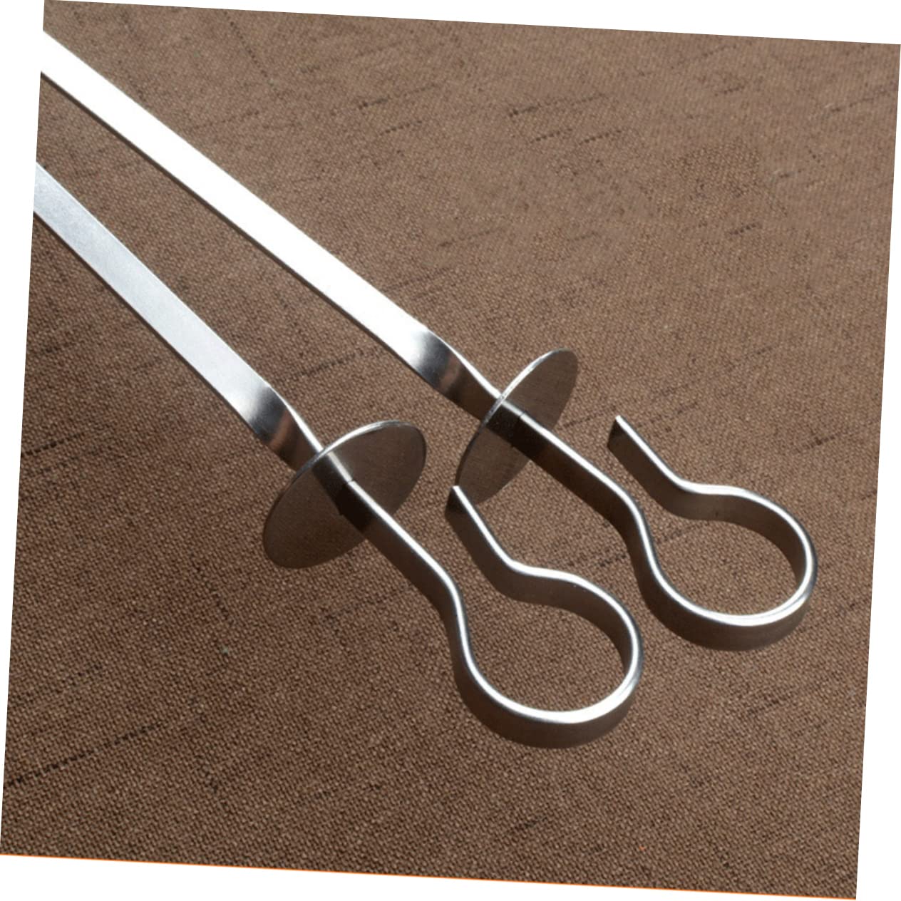 Abaodam Spiedini Per Barbecue in Acciaio Inox 20 Pezzi, Forchette Riutilizzabili Piatte Impugnatura Ad Anello Per Grigliate All'aperto, Resistenti e Pratici Per Carne e Verdure