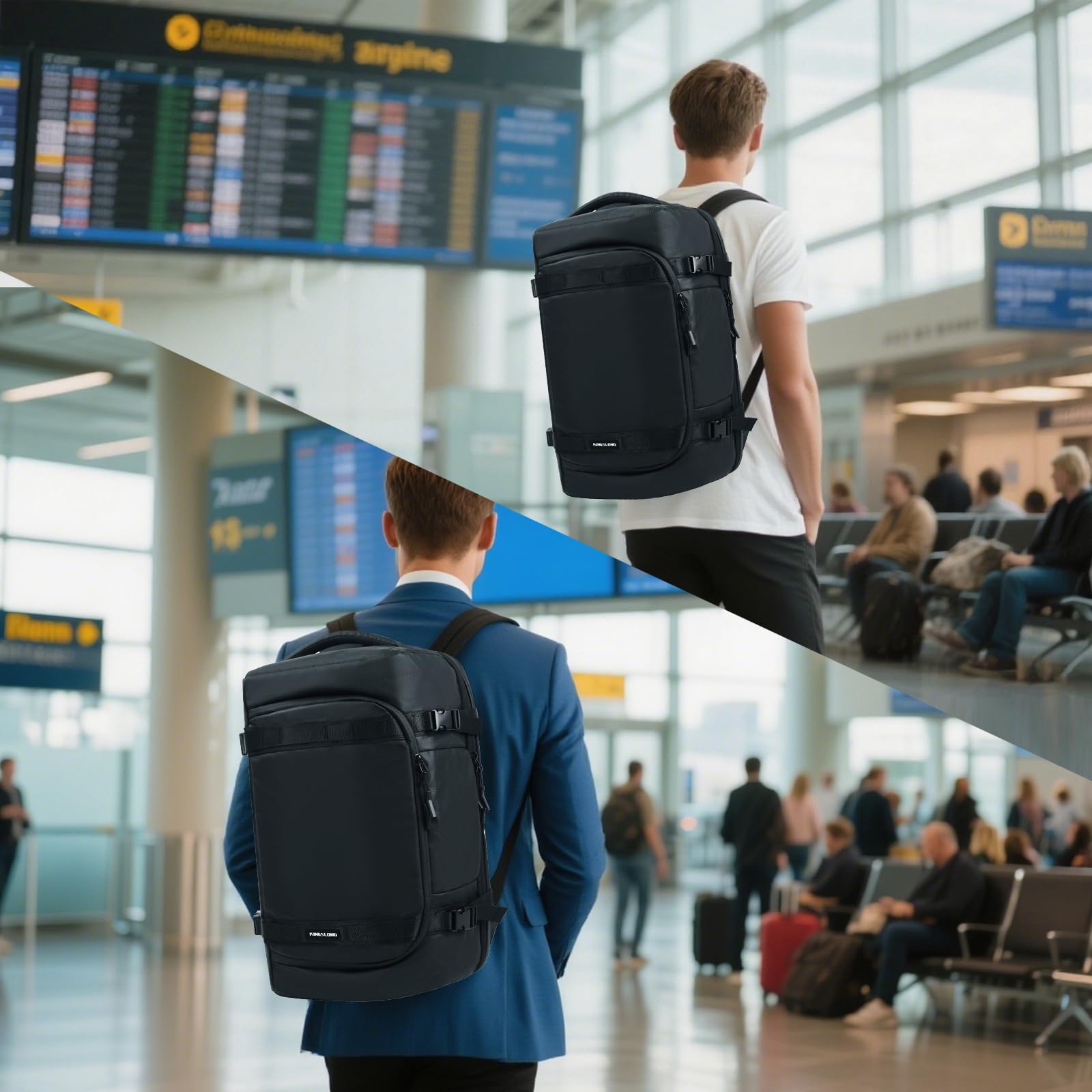 Zaino da viaggio sottovuoto per computer portatile: da uomo grande zaino da viaggio aeroplano cabin 17,3 pollici PC impermeabile zaino zaino zaino 57L borsa con pompa per viaggio, business outdoor