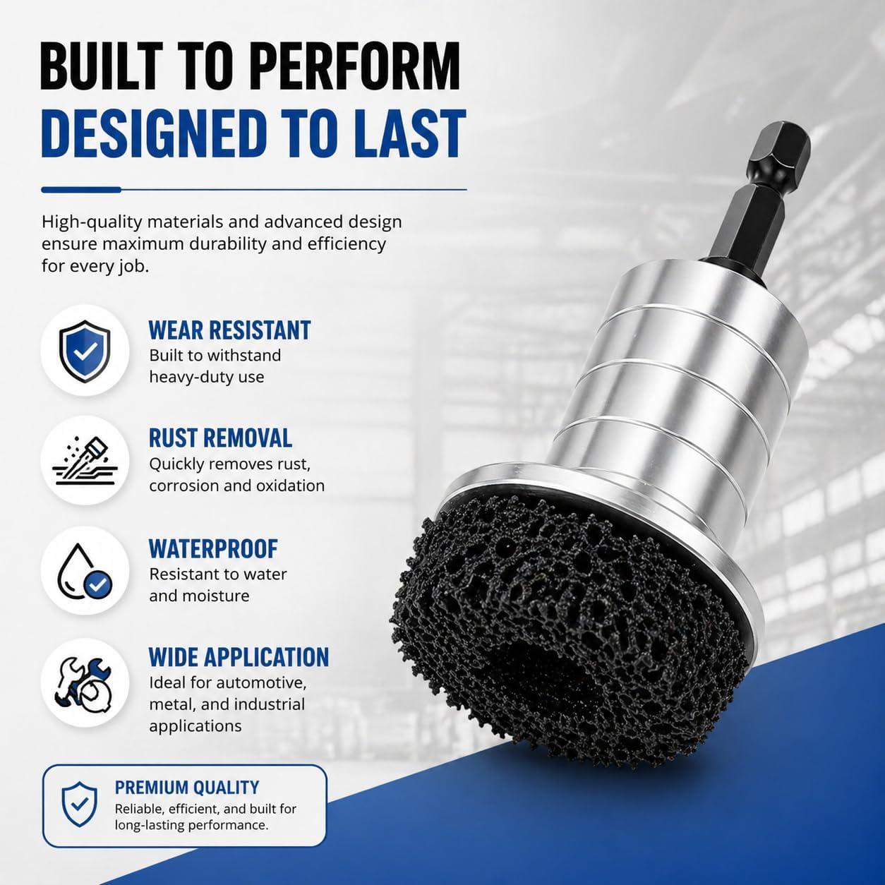 Wheel Hub Cleaning Tool, Brake Hub Resurfacing Kit with 4 Pads for Rust Removal & Polishing, Includes Holder & Adapter, Fits Power Drill or 1/2" Impact Wrenches