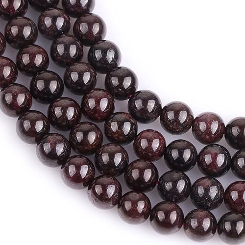 Miniatura 24 de JOE FOREMAN Cuentas de granate para hacer joyas, piedras preciosas naturales, semipreciosas, 0.472 in, redondas, esmeriladas, mate, envejecidas, 15