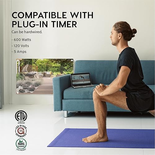 Miniatura 6 de EconoHome Panel de calentador de espacio de montaje en pared con protector de calor modelo 2023, con termostato, calentador de convección de 600 W,