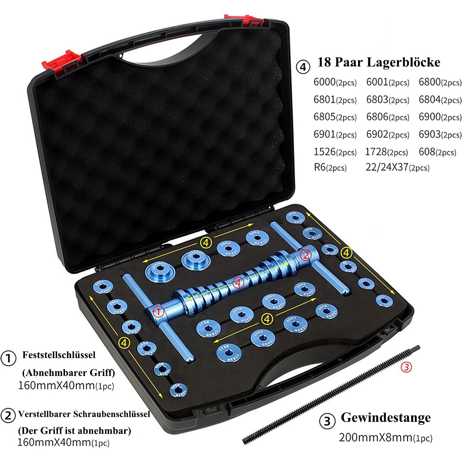 Kit de pressage de roulement de vélo - Outil d'installation de roulements de roue | Outil de montage de moyeu - Outil de montage de moyeu pour VTT - Avec boîte de rangement