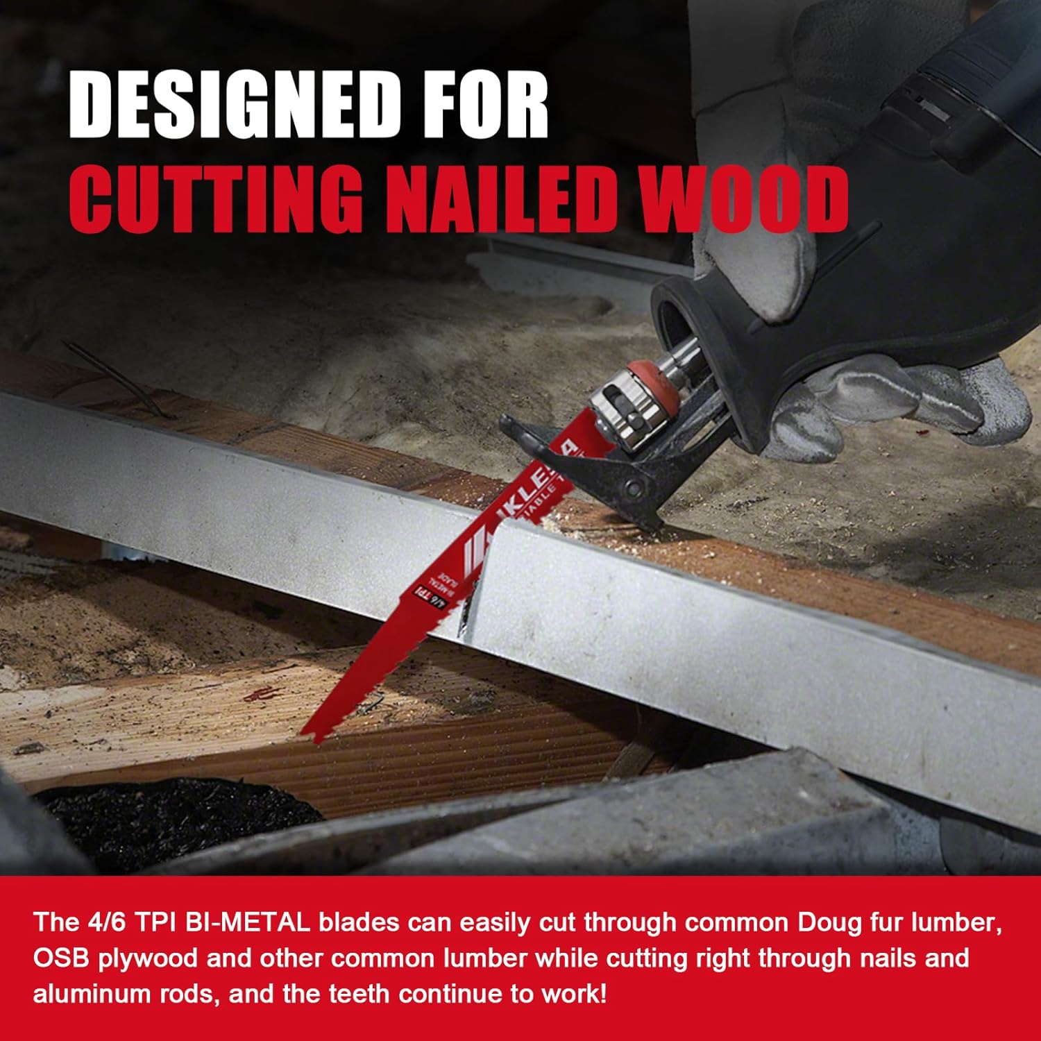 25 Pack 9 inch 4/6 TPI Reciprocating Saw Blade, M42 Steel Cobalt Bi-Metal Reciprocating Saw Blade for Nail-Embedded Wood and Clean Wood, 2/1in Shank Design is Compatible with Major reciprocating Saw