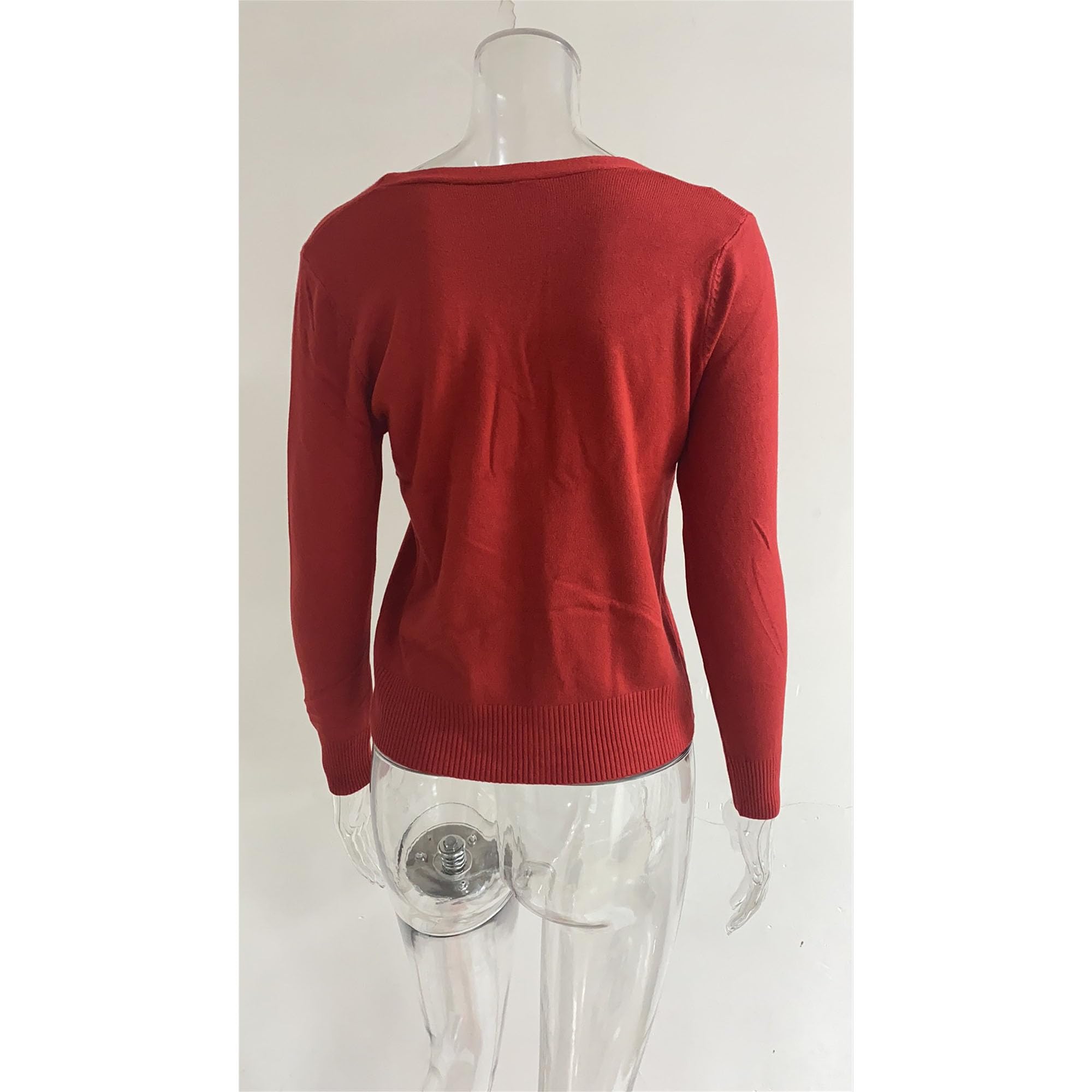 Long Sleeve Cardigan for Women 2024 Fall Winter Open Front Button Cropped Sweaters Loose Cable Knit Outerwear (Small,Red)