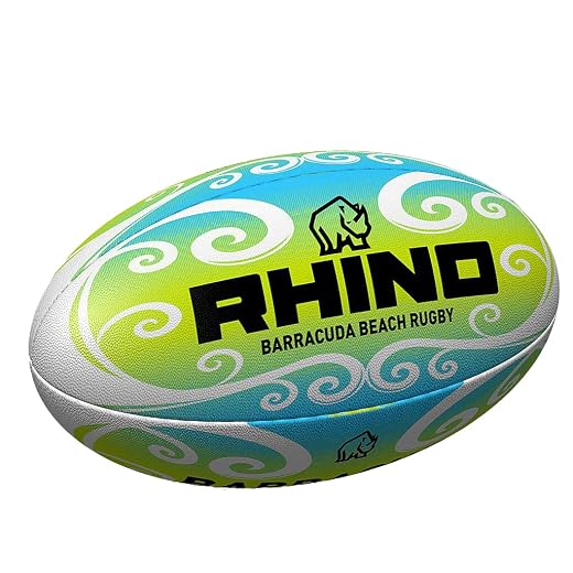 Rhino Barracuda Beach Holiday Summer Pro Rugby Ball Green/Blue