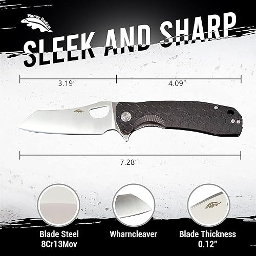 Miniatura 2 de Honey Badger - Cuchillo de bolsillo plegable para caza, pesca, táctico Caja de regalo con clip de sujeción para bolsillo y llave Torx., M