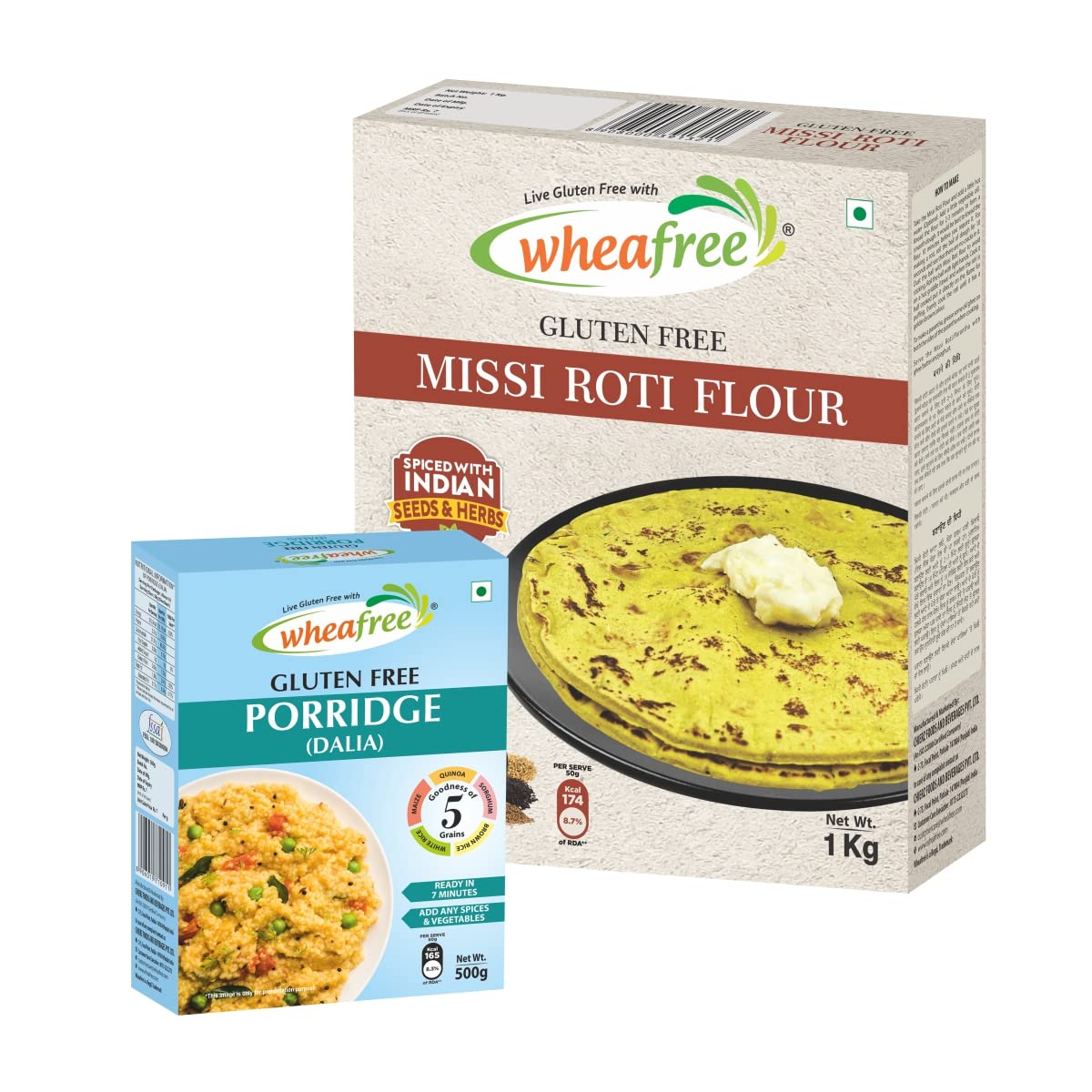 Wheafree Gluten Free Porridge (Dalia) 500gm and Missi Roti Atta 1Kg Combo Pack | Certified Gluten Free | Tasty and Healthy (B08GZ61PBJ) Amazon Price History, Amazon Price Tracker