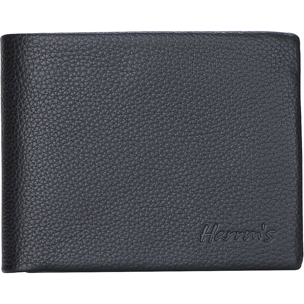 Harrms mans Genuine Leather Bifold Wallets for men with Ltalian Cowhide (One Size, BLACK-H111171)