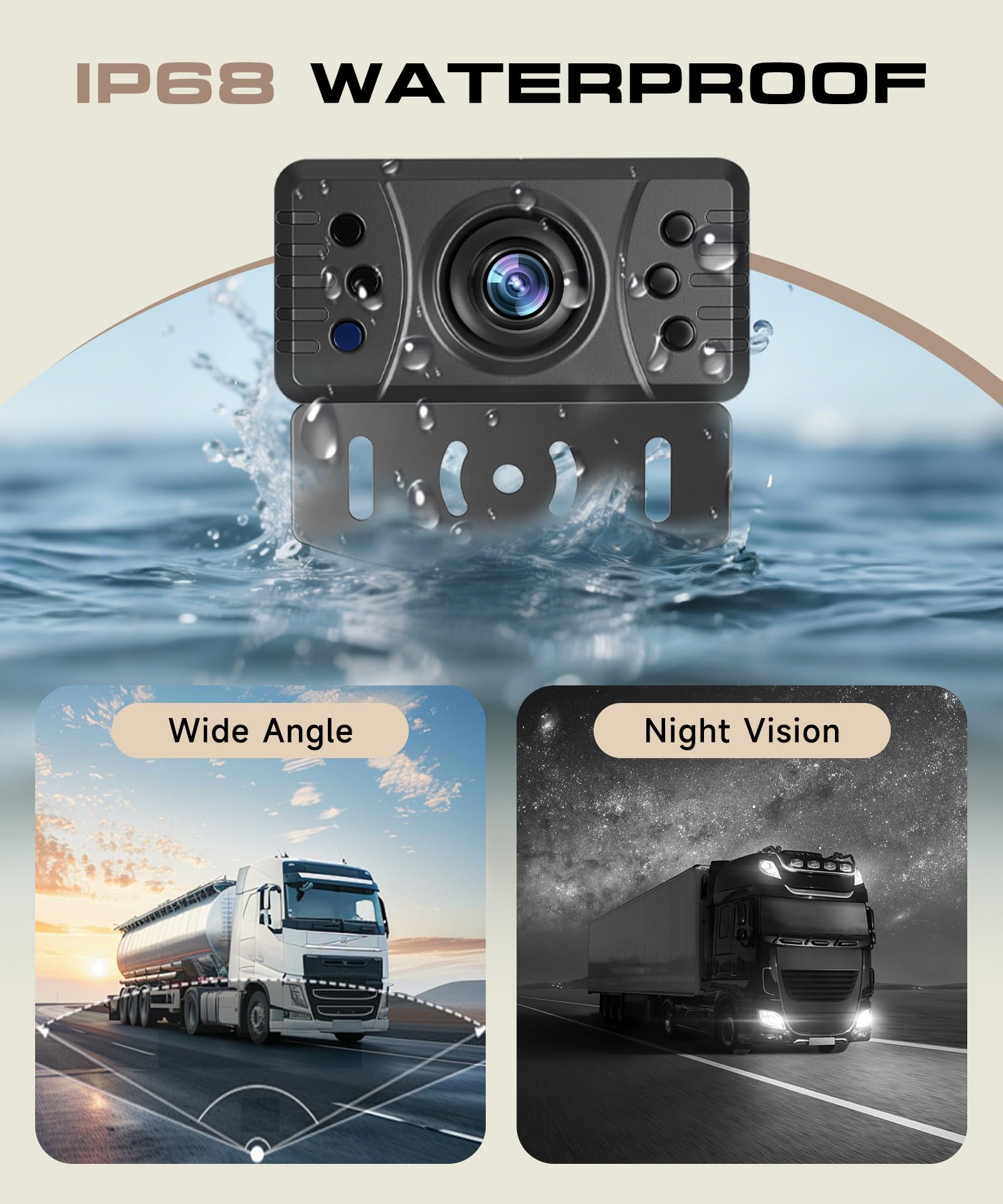 Rimoody Caméra de Recul sans Fil, Moniteur TN 4,3 Pouces, Étanche IP68/Vision Nocturne Grand Angle/Lignes de Guidage Réglables/Inversion Image pour Voiture Camion Fourgon Caravane