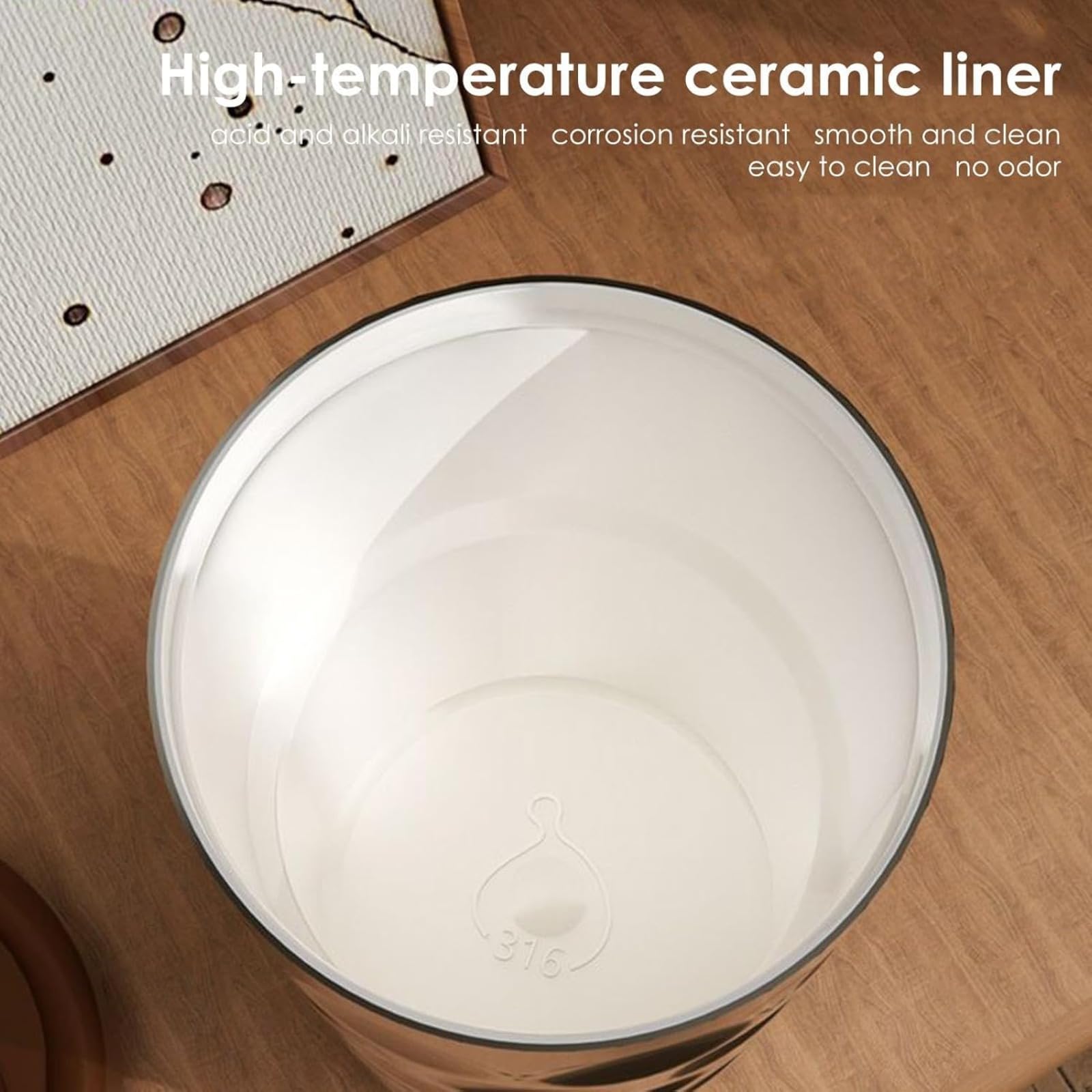 Bicchiere termico intelligente, 410 ml, LED, acciaio 316, ceramica, argento