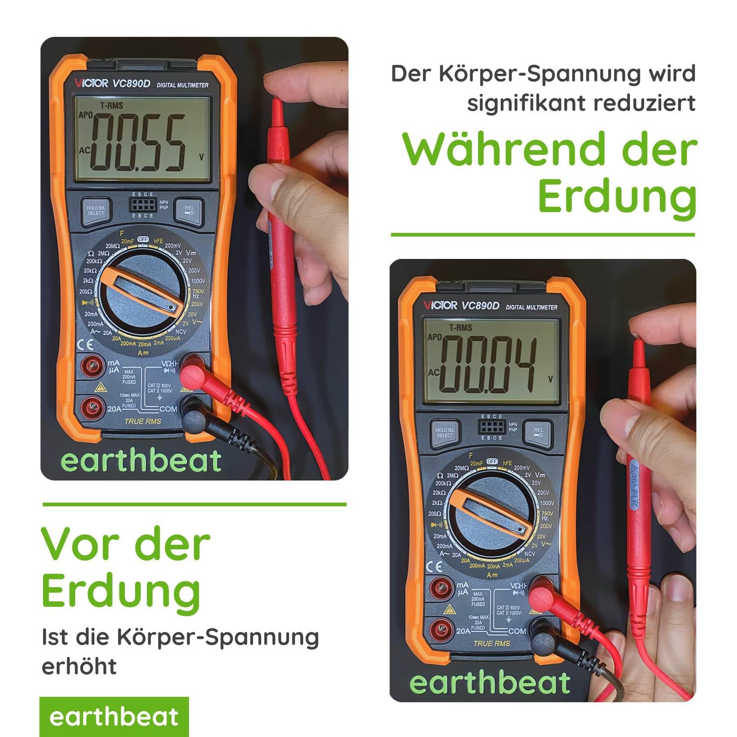 earthbeat Classic Erdungsmatte. Inklusive Schweizer Adapter. Kostenloses Grounding-Testkit. Natürliche Therapie für Schlafqualität, Wellness und Entzündungshemmung. Leitfähiges veganes Leder. 33×60 cm