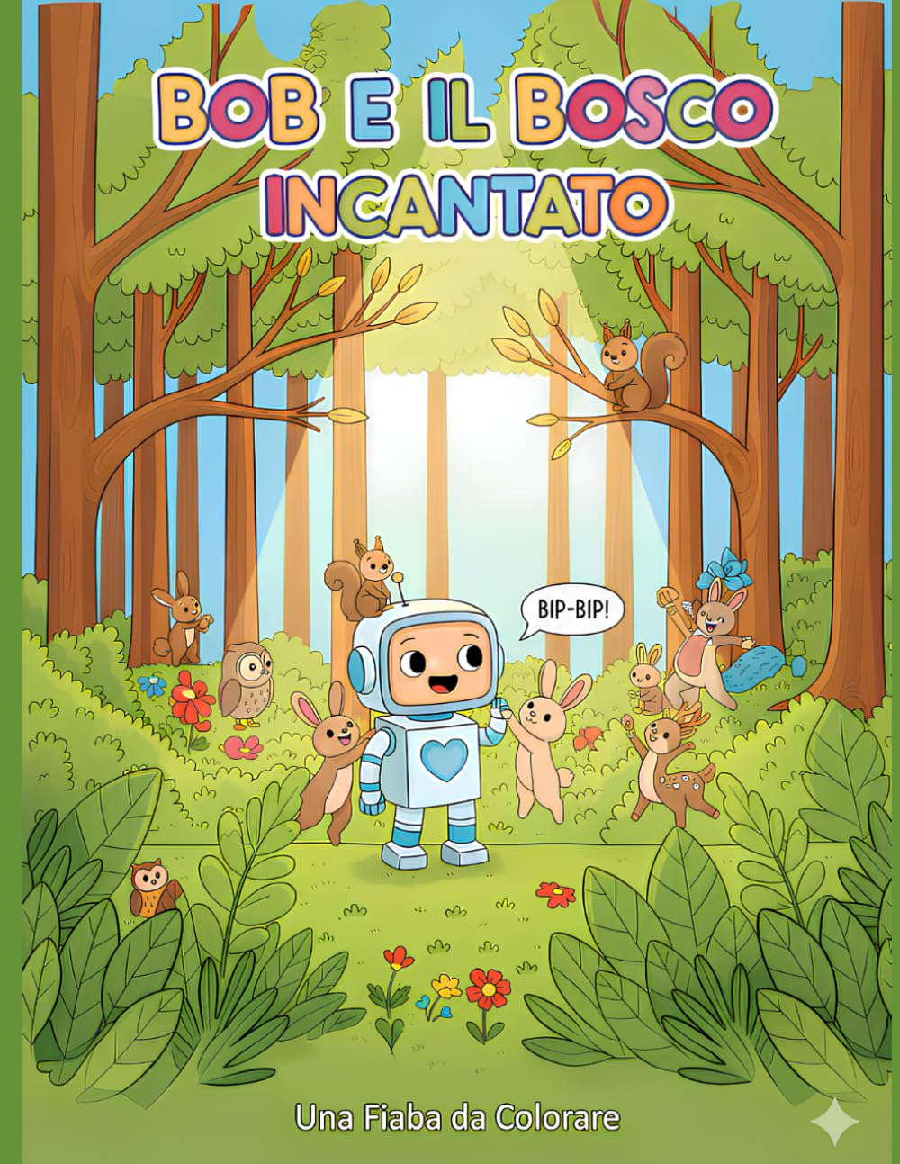 Bob e il Bosco Incantato: Fiaba illustrata per bambini, libro da colorare con audiolibro incluso.