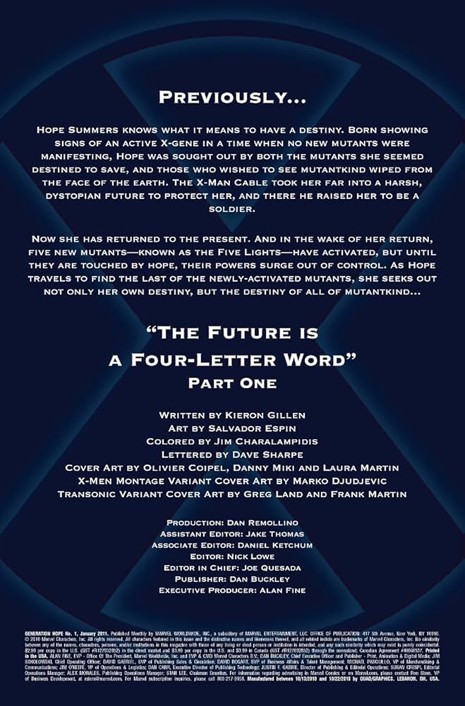 Generation Hope #1-17 コンプリートセット アメコミリーフ Amazon.com: Generation Hope #1: Kieron Gillen, Salva Espin