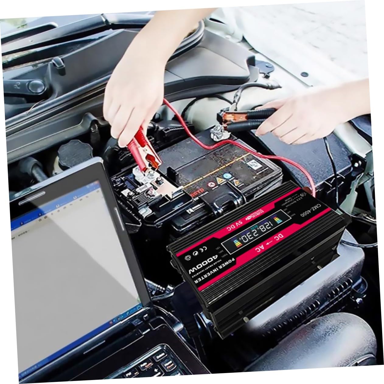 TOYANDONA Inversor de Coche Convertidor de Corriente Pantalla LCD Digital y USB para Uso Camping